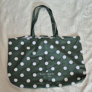 Kate Spade Dark Green and White Polka Dot Reusable Shopping  Tote